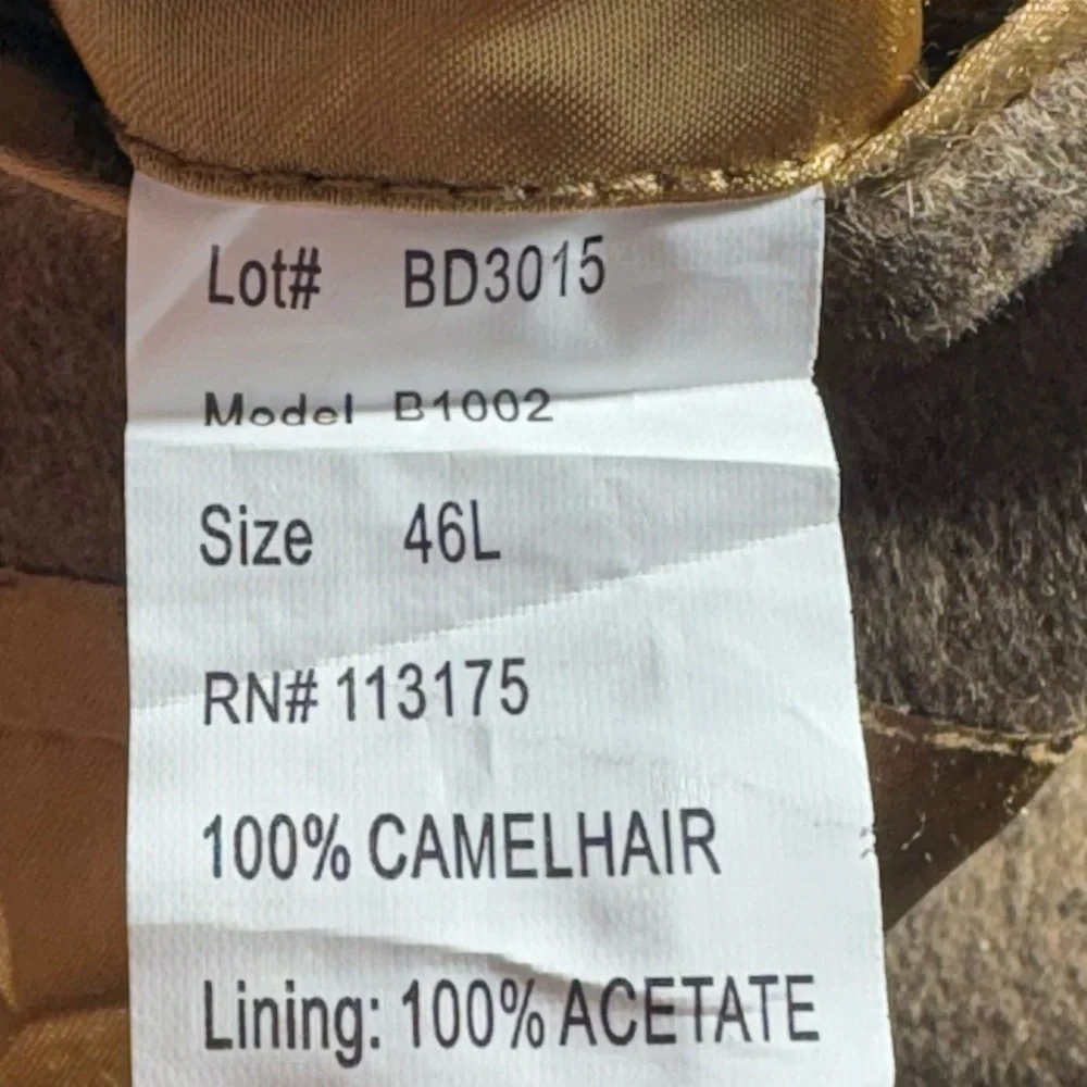 Bill Blass Men’s Coat Tan 100% Camel Hair Size 46L